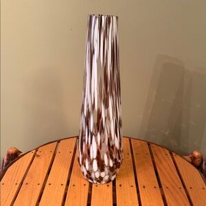 Handblown Brown and White Art Glass Vase - Brand Unknown
